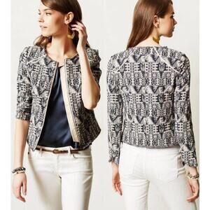 Hei Hei by Anthropologie Tinsley Faifo Textured Jacquard Jacket Gray Small -READ